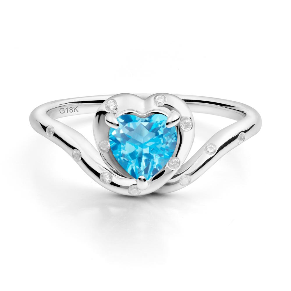 Curved Shank Heart-Shaped Swiss Blue Topaz Ring - LUO Jewelry #metal_18k white gold