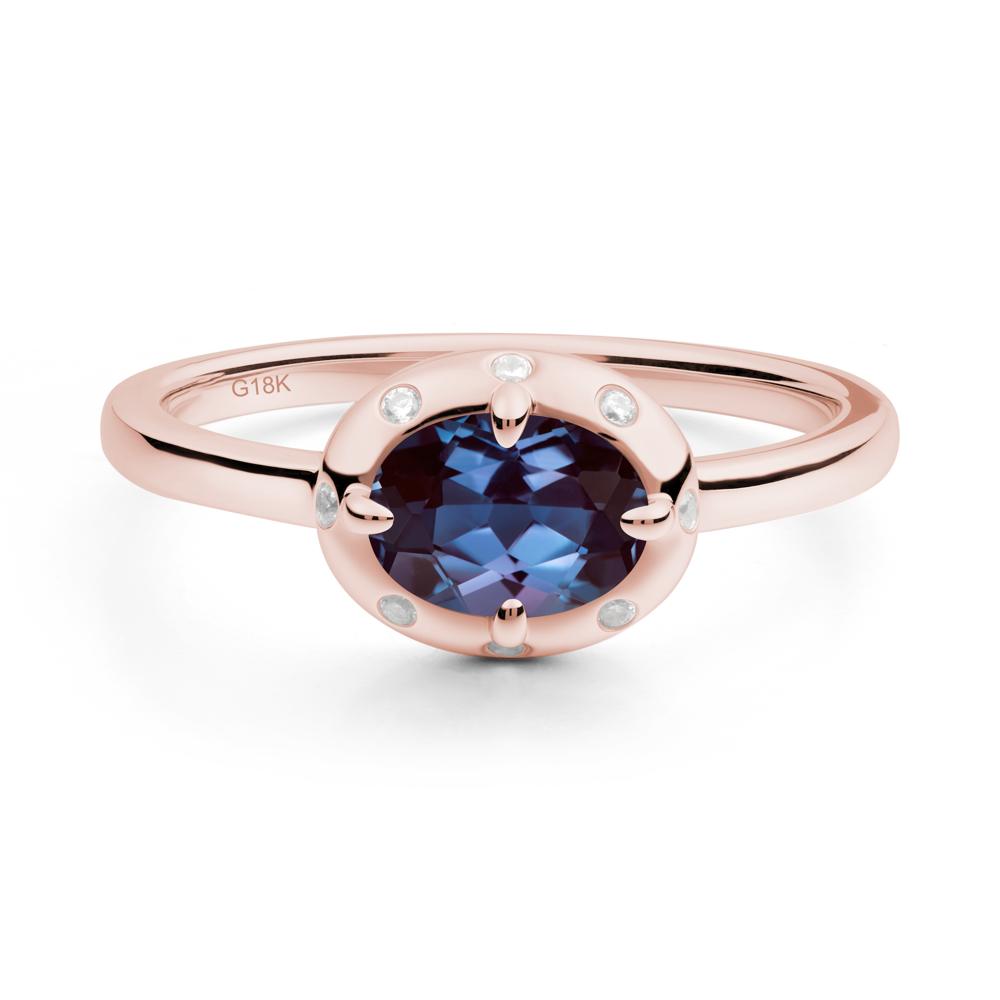 East-West Oval Alexandrite Ring - LUO Jewelry #metal_18k rose gold