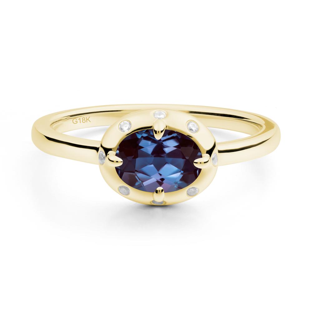 East-West Oval Alexandrite Ring - LUO Jewelry #metal_18k yellow gold