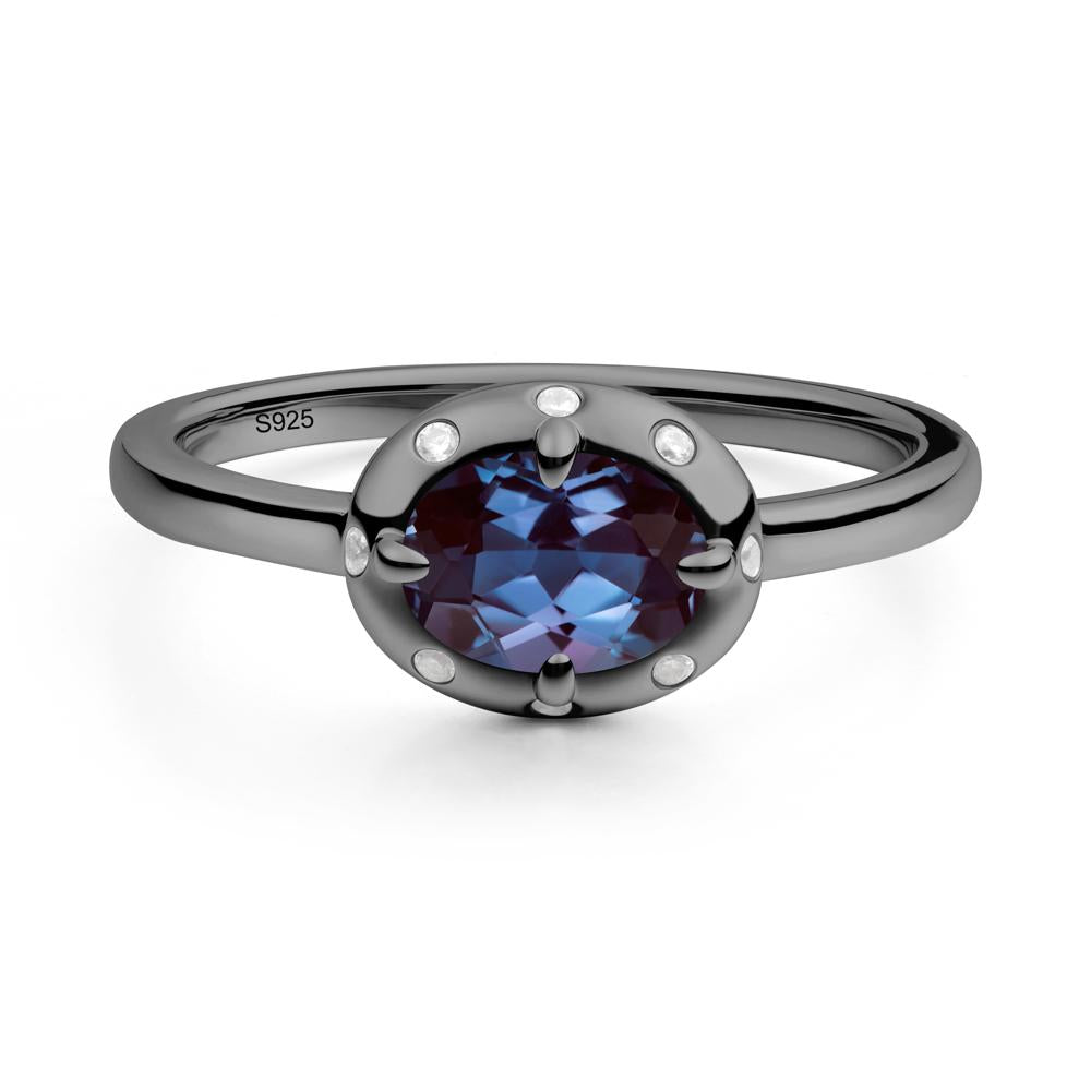 East-West Oval Alexandrite Ring - LUO Jewelry #metal_black finish sterling silver