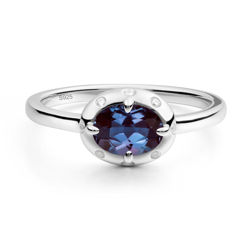 East-West Oval Alexandrite Ring - LUO Jewelry #metal_sterling silver