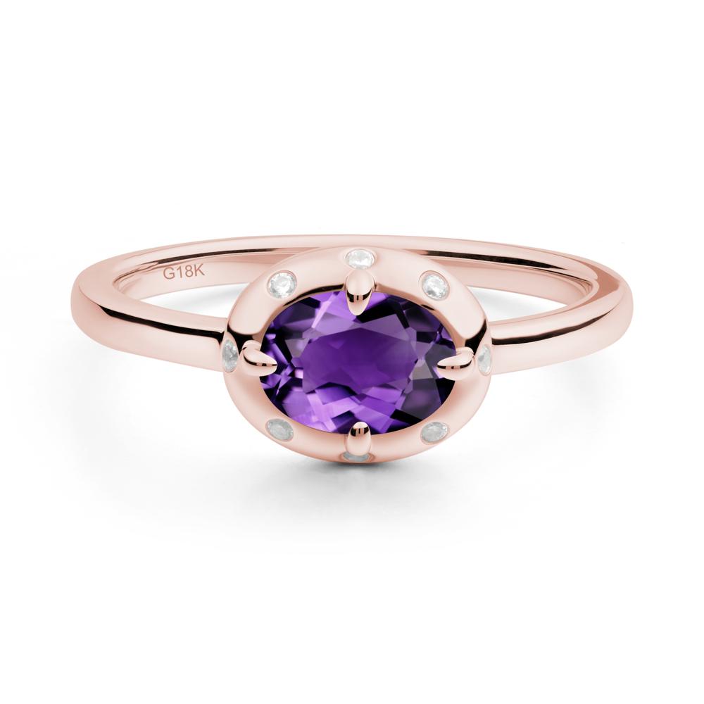 Oval Amethyst Ring with Faux-Bezel Setting - LUO Jewelry #metal_18k rose gold