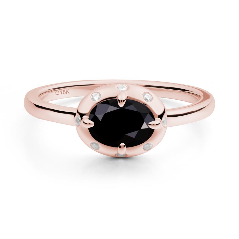 East-West Oval Black Spinel Ring - LUO Jewelry #metal_18k rose gold