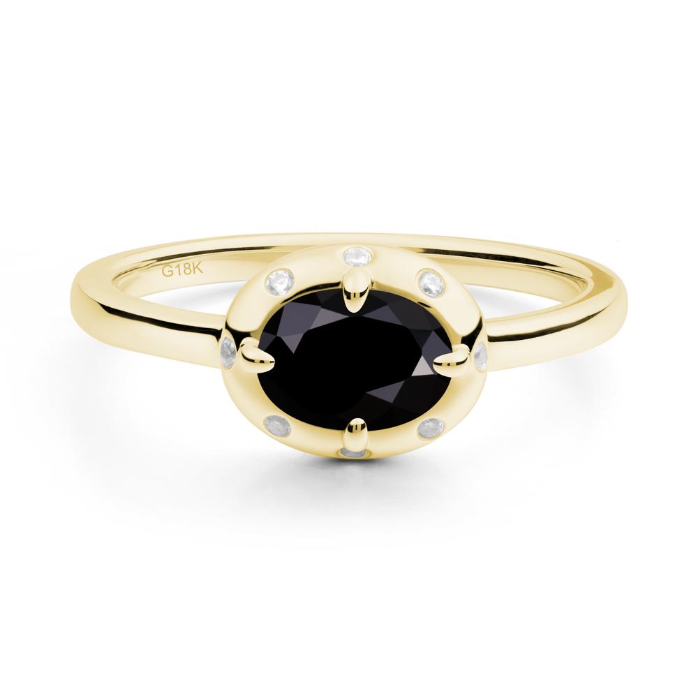 East-West Oval Black Spinel Ring - LUO Jewelry #metal_18k yellow gold