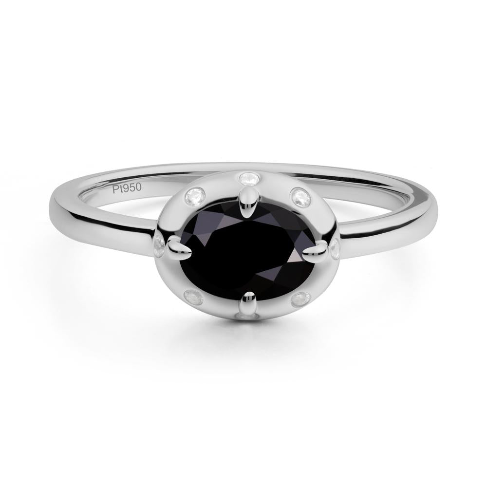 East-West Oval Black Spinel Ring - LUO Jewelry #metal_platinum
