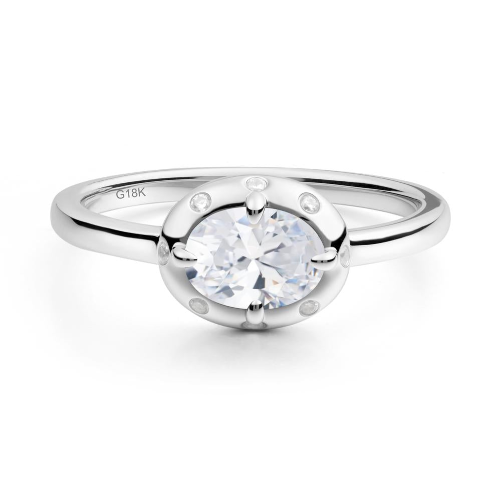 East-West Oval Cubic Zirconia Ring - LUO Jewelry #metal_18k white gold