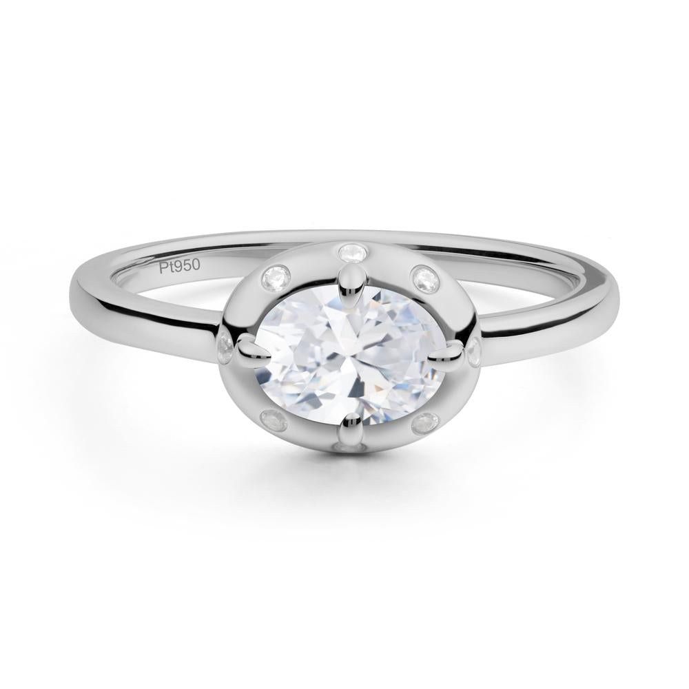 East-West Oval Cubic Zirconia Ring - LUO Jewelry #metal_platinum