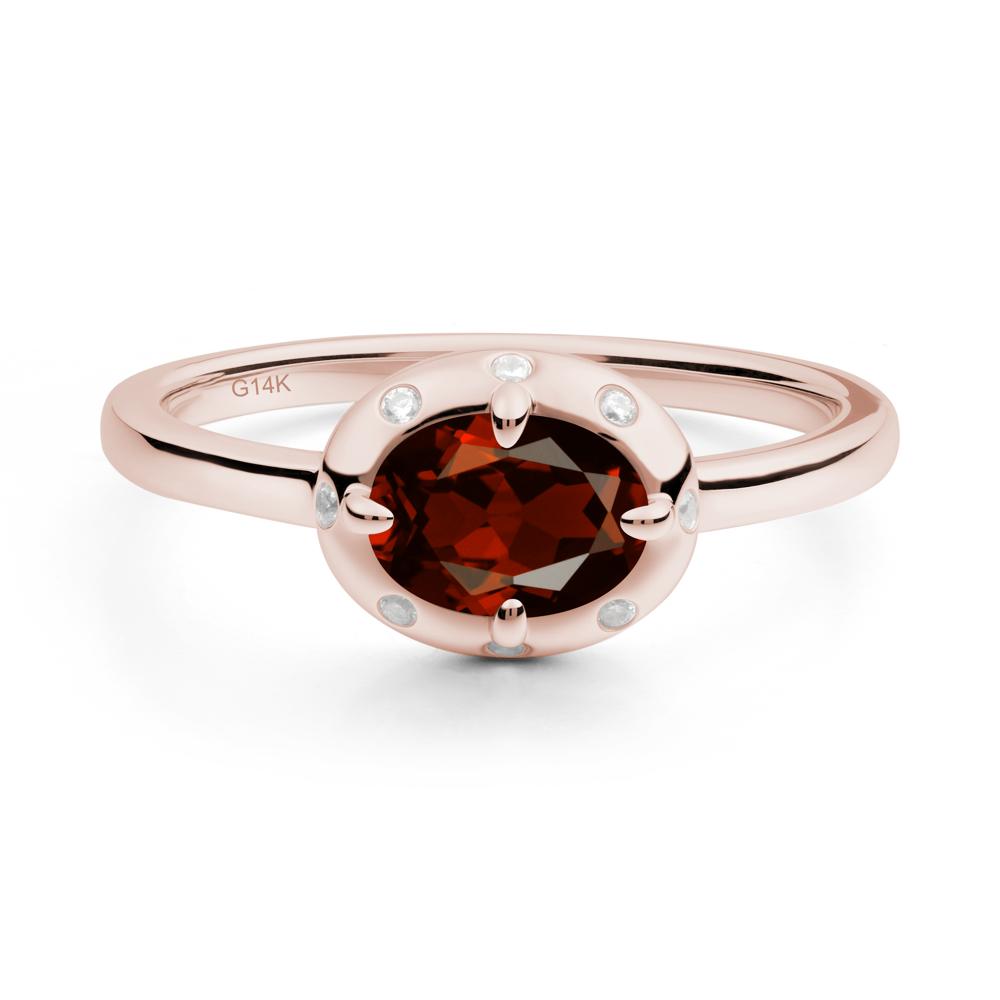 East-West Oval Garnet Ring - LUO Jewelry #metal_14k rose gold