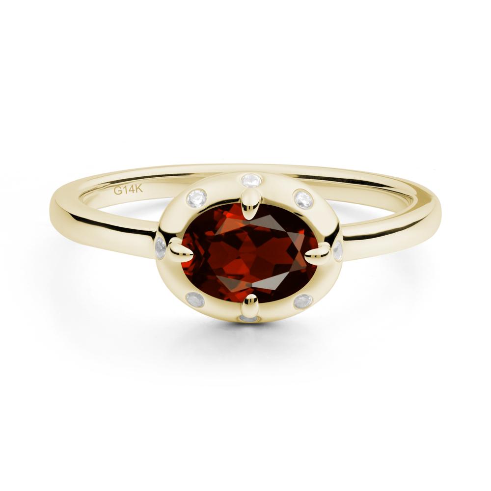 East-West Oval Garnet Ring - LUO Jewelry #metal_14k yellow gold
