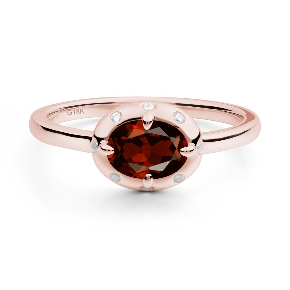 East-West Oval Garnet Ring - LUO Jewelry #metal_18k rose gold
