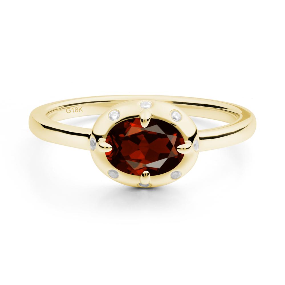 East-West Oval Garnet Ring - LUO Jewelry #metal_18k yellow gold