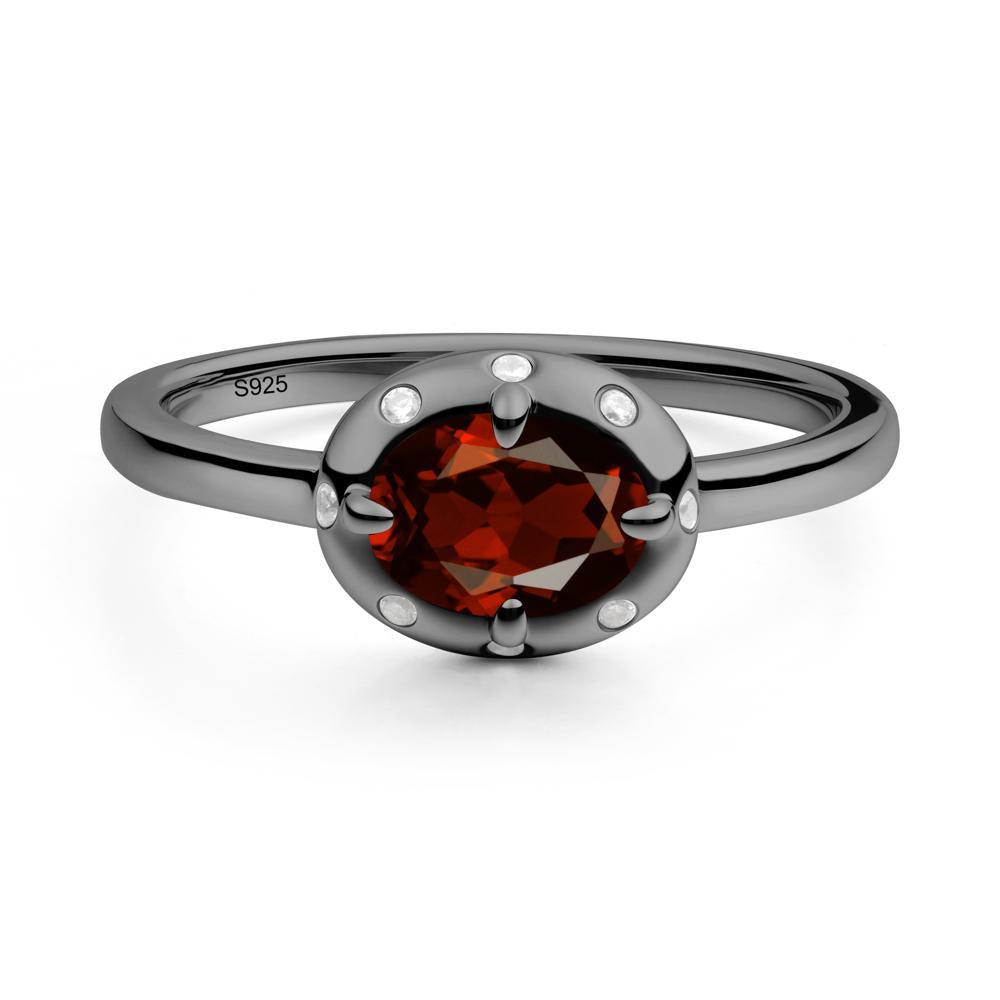 East-West Oval Garnet Ring - LUO Jewelry #metal_black finish sterling silver
