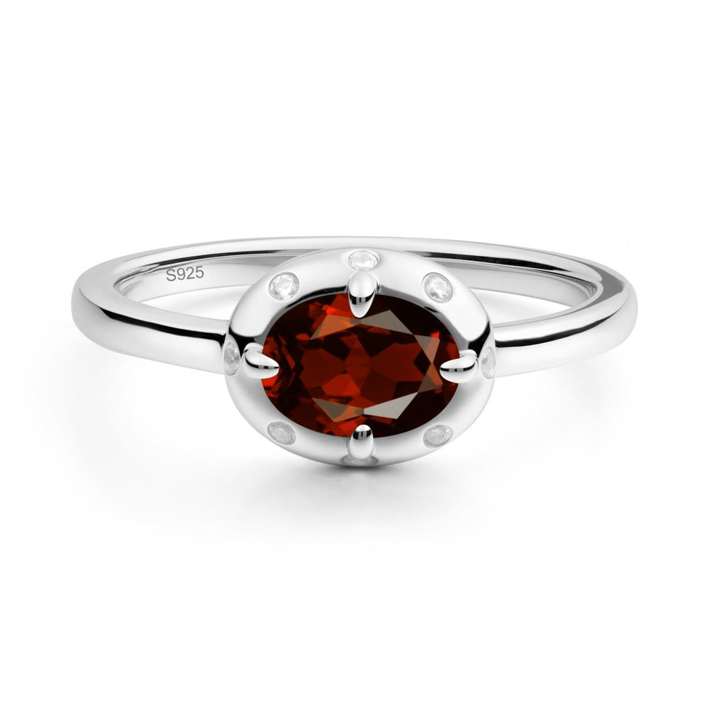 East-West Oval Garnet Ring - LUO Jewelry #metal_sterling silver