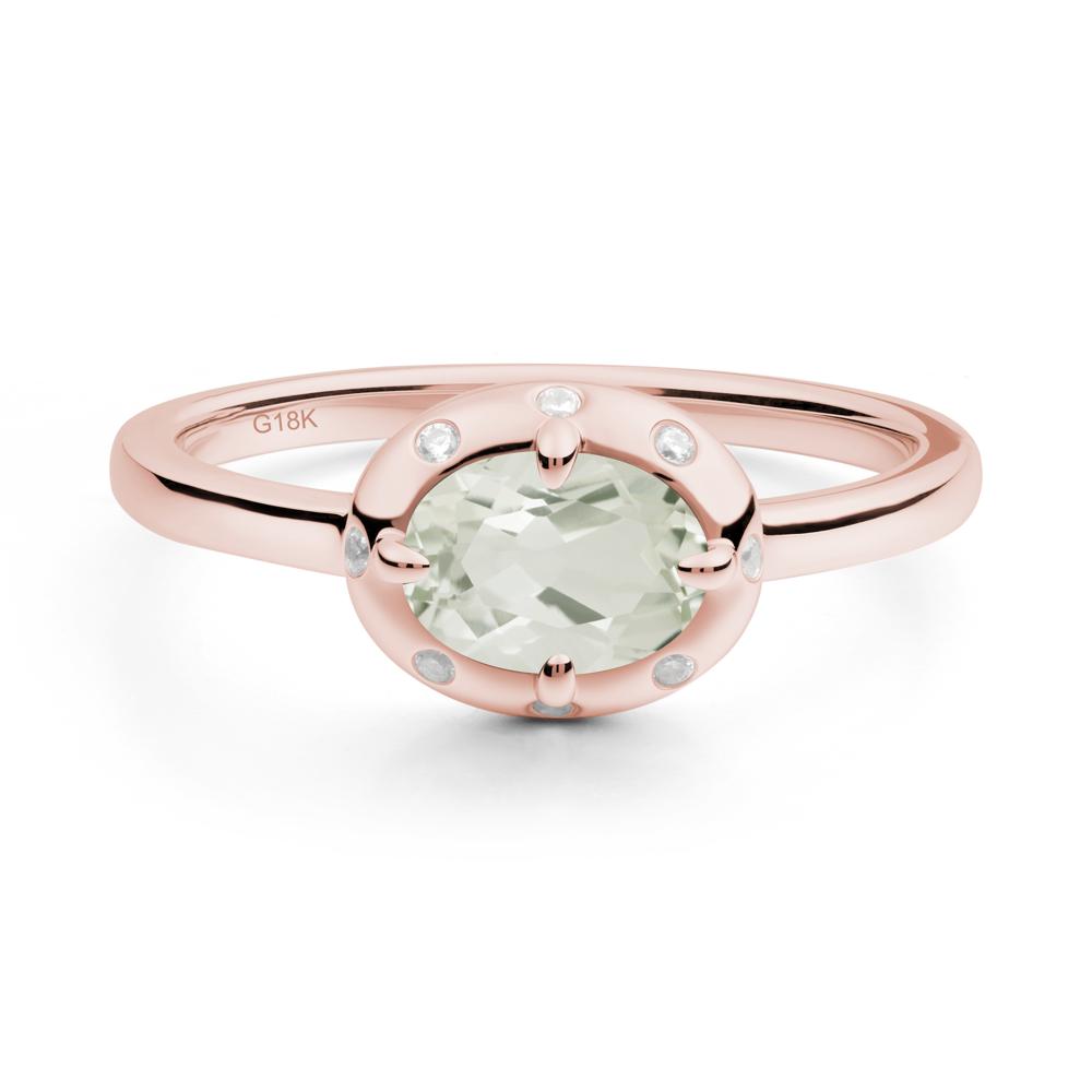 Oval Green Amethyst Ring with Faux-Bezel Setting - LUO Jewelry #metal_18k rose gold