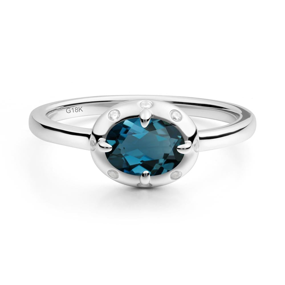 Oval London Blue Topaz Ring with Faux-Bezel Setting - LUO Jewelry #metal_18k white gold