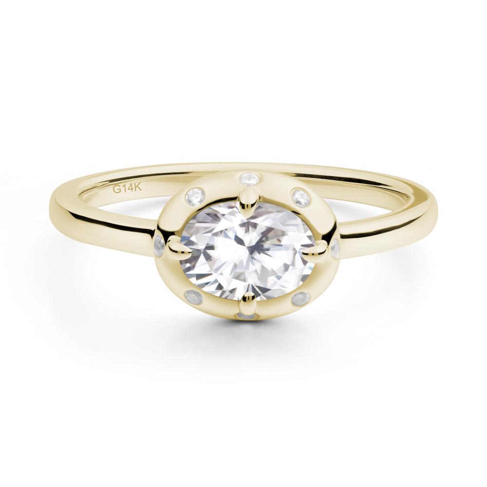 East-West Oval Moissanite Ring - LUO Jewelry #metal_14k yellow gold