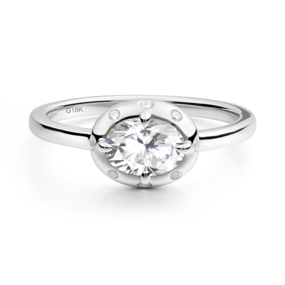 East-West Oval Moissanite Ring - LUO Jewelry #metal_18k white gold