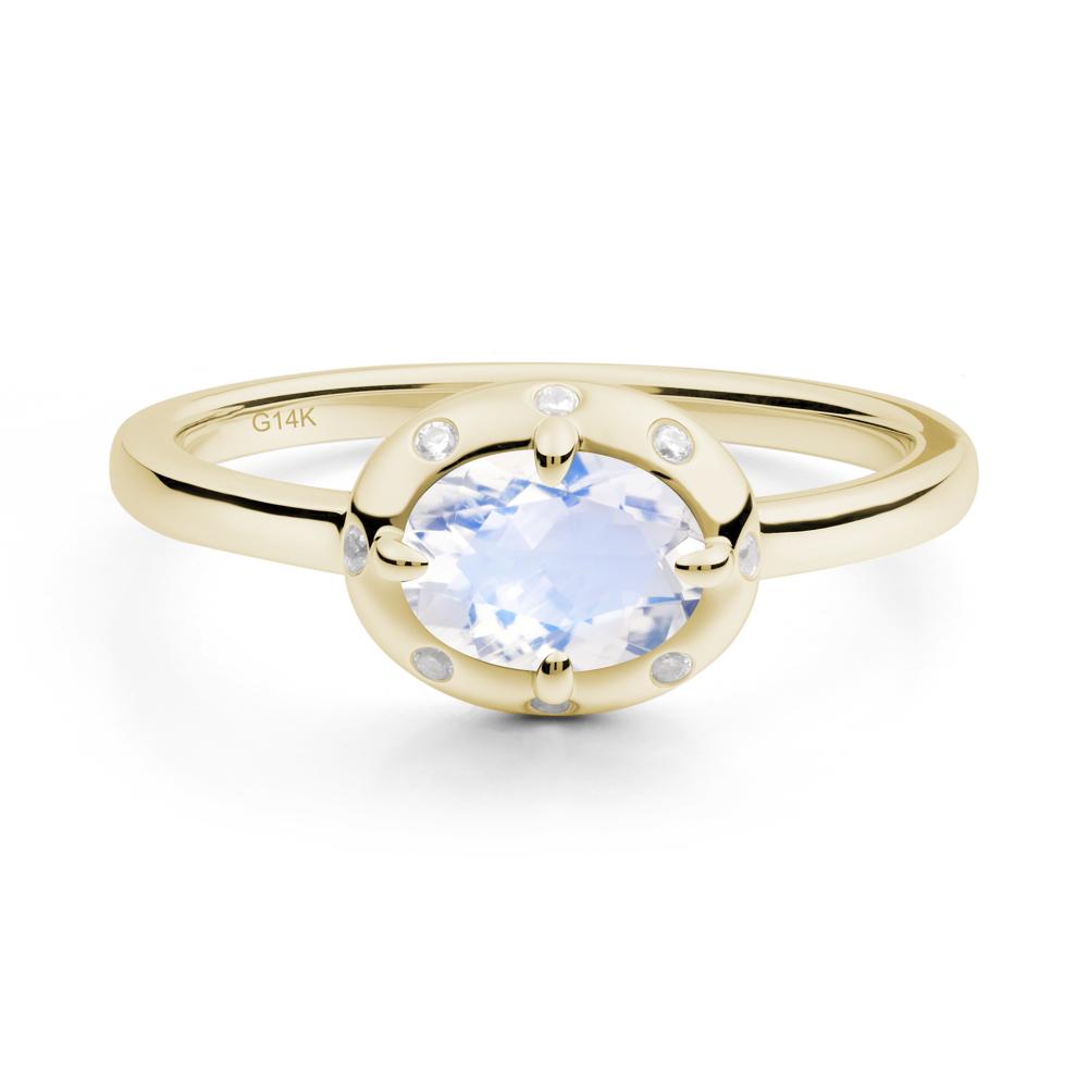 Oval Moonstone Ring with Faux-Bezel Setting - LUO Jewelry #metal_14k yellow gold