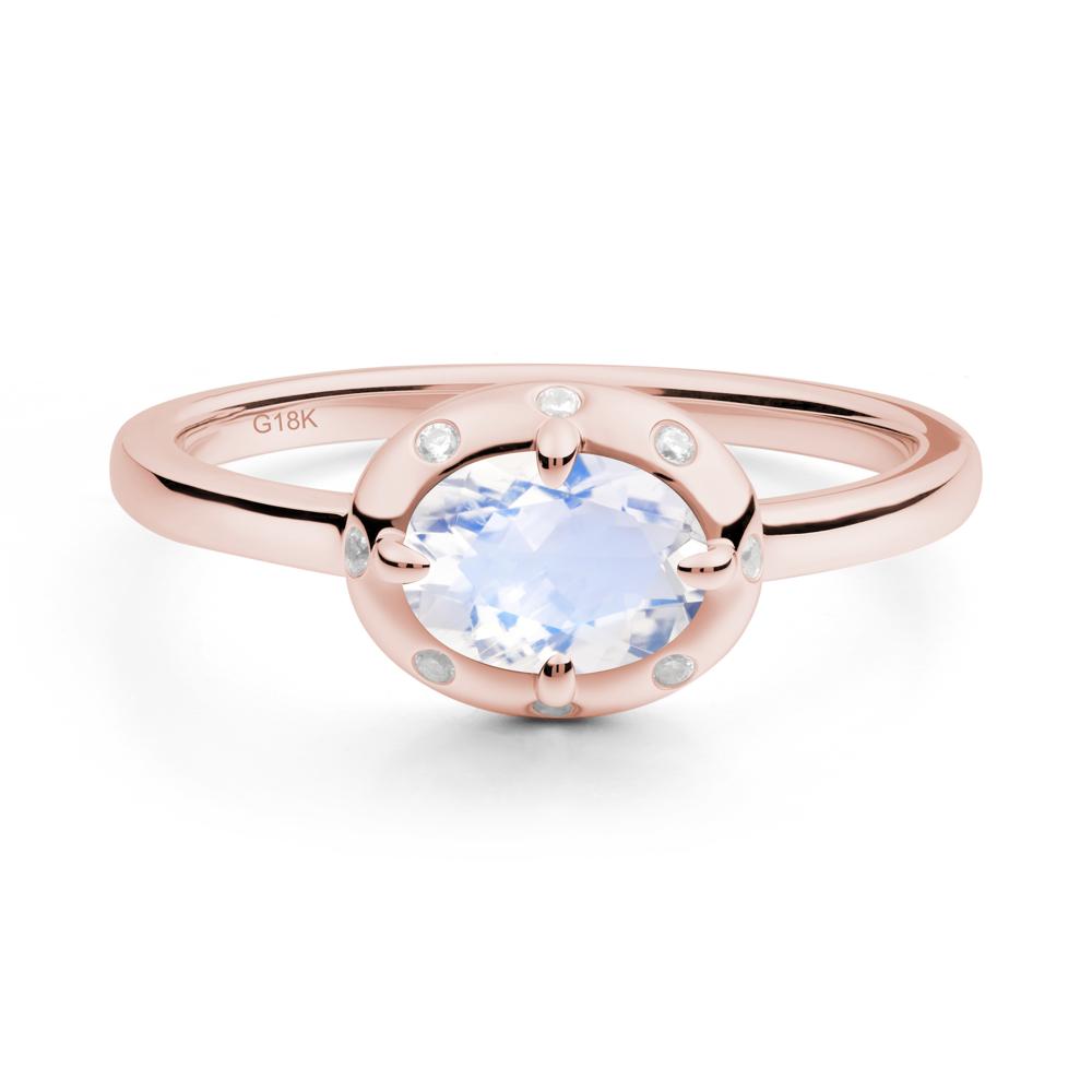 Oval Moonstone Ring with Faux-Bezel Setting - LUO Jewelry #metal_18k rose gold