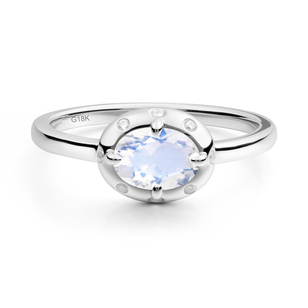 Oval Moonstone Ring with Faux-Bezel Setting - LUO Jewelry #metal_18k white gold