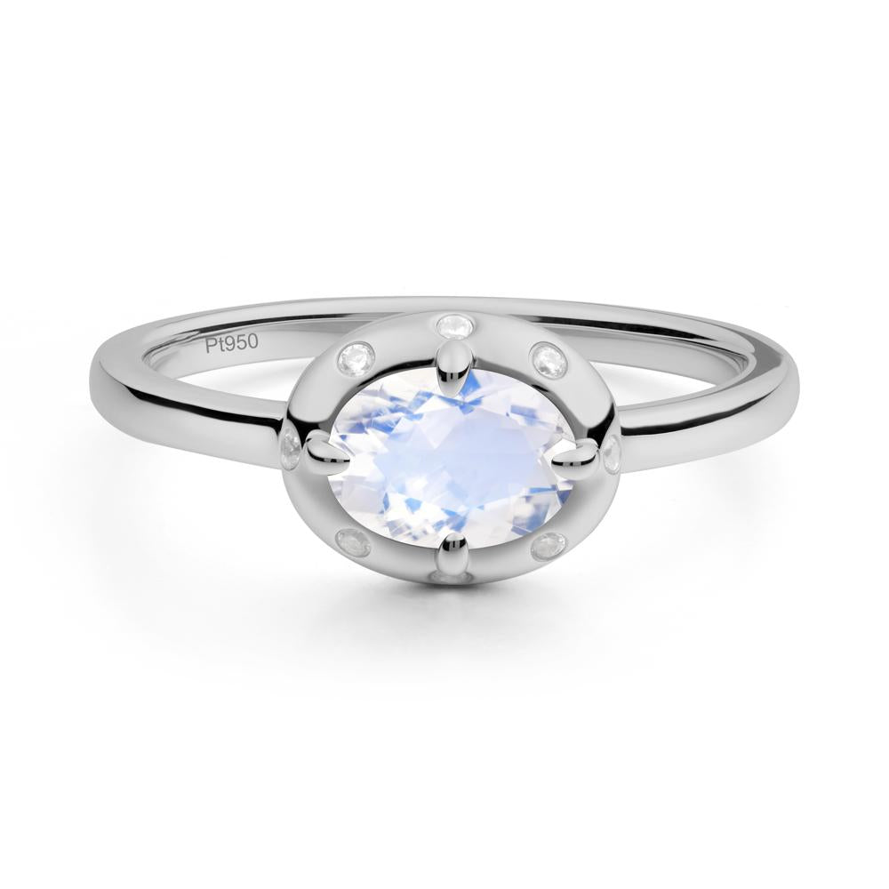 Oval Moonstone Ring with Faux-Bezel Setting - LUO Jewelry #metal_platinum