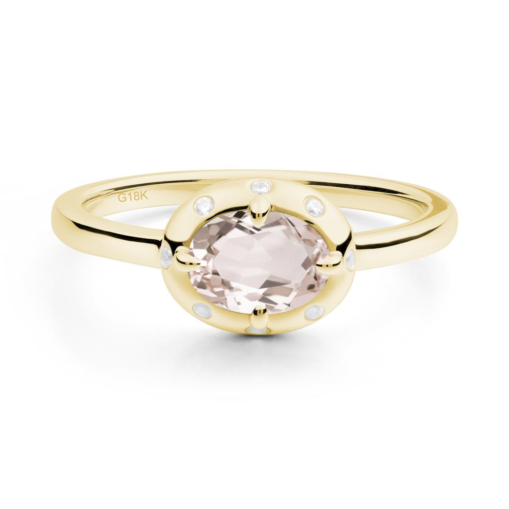 Oval Morganite Ring with Faux-Bezel Setting - LUO Jewelry #metal_18k yellow gold