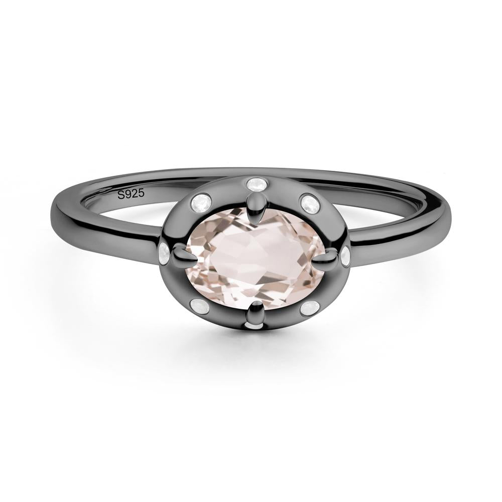 Oval Morganite Ring with Faux-Bezel Setting - LUO Jewelry #metal_black finish sterling silver