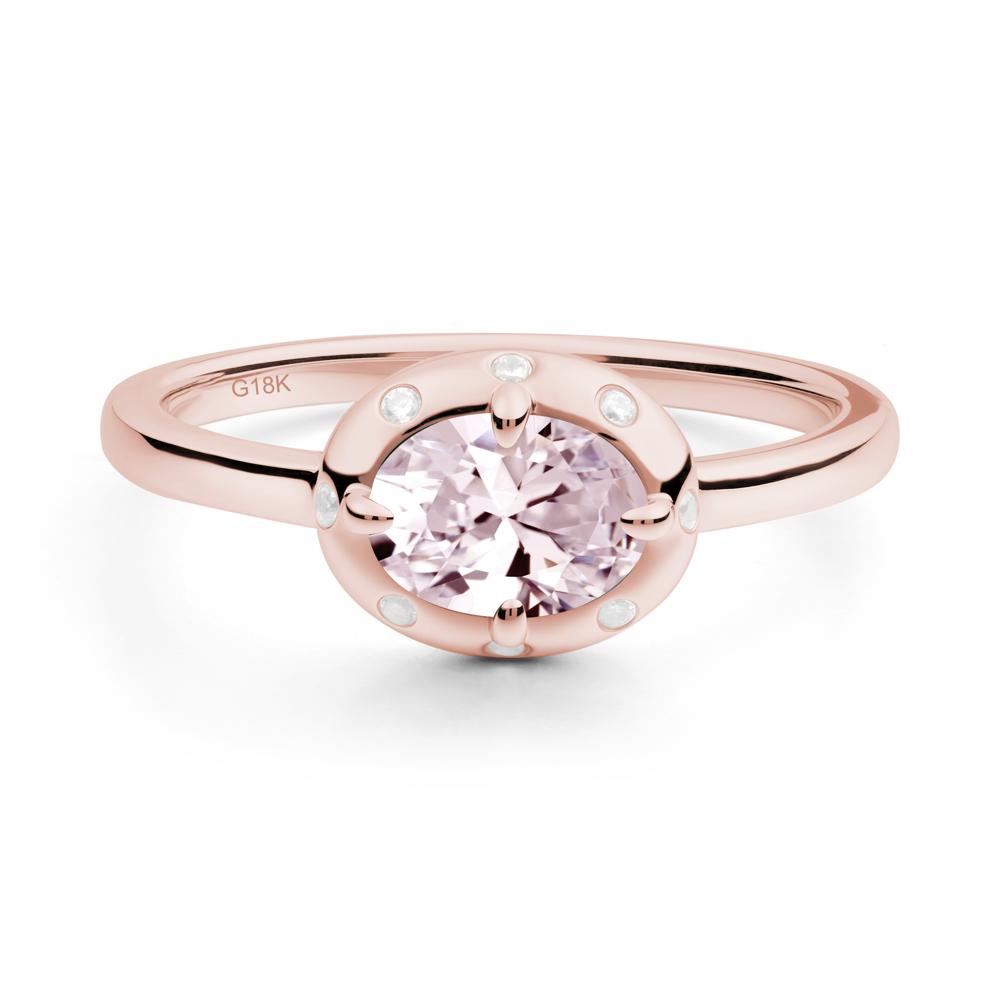Oval Pink Cubic Zirconia Ring with Faux-Bezel Setting - LUO Jewelry #metal_18k rose gold