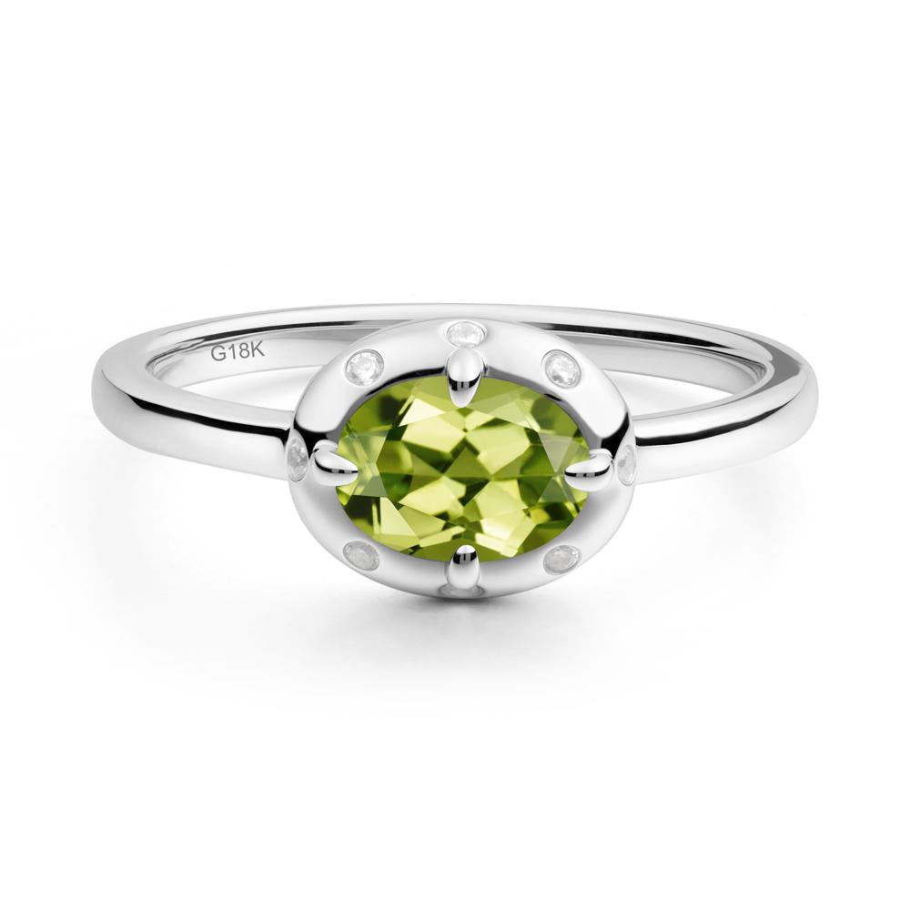 East-West Oval Peridot Ring - LUO Jewelry #metal_18k white gold