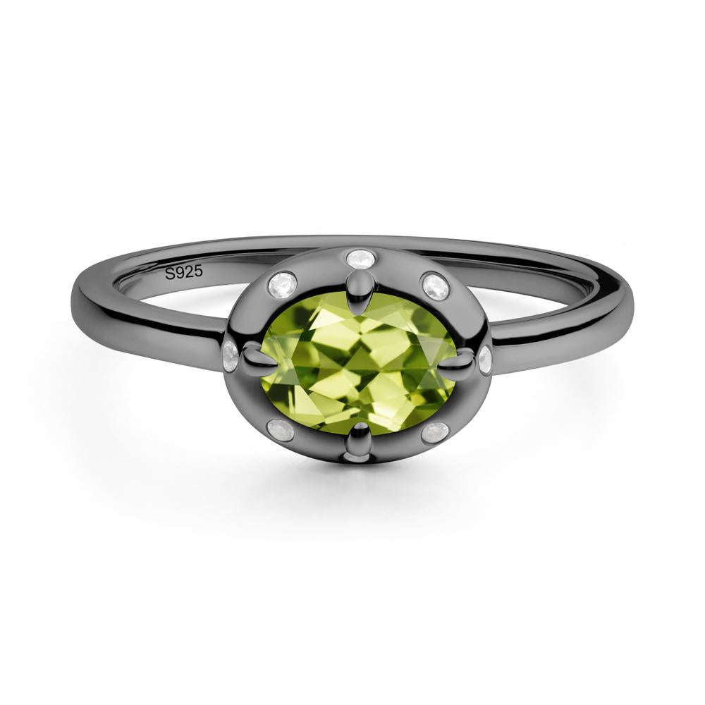 East-West Oval Peridot Ring - LUO Jewelry #metal_black finish sterling silver