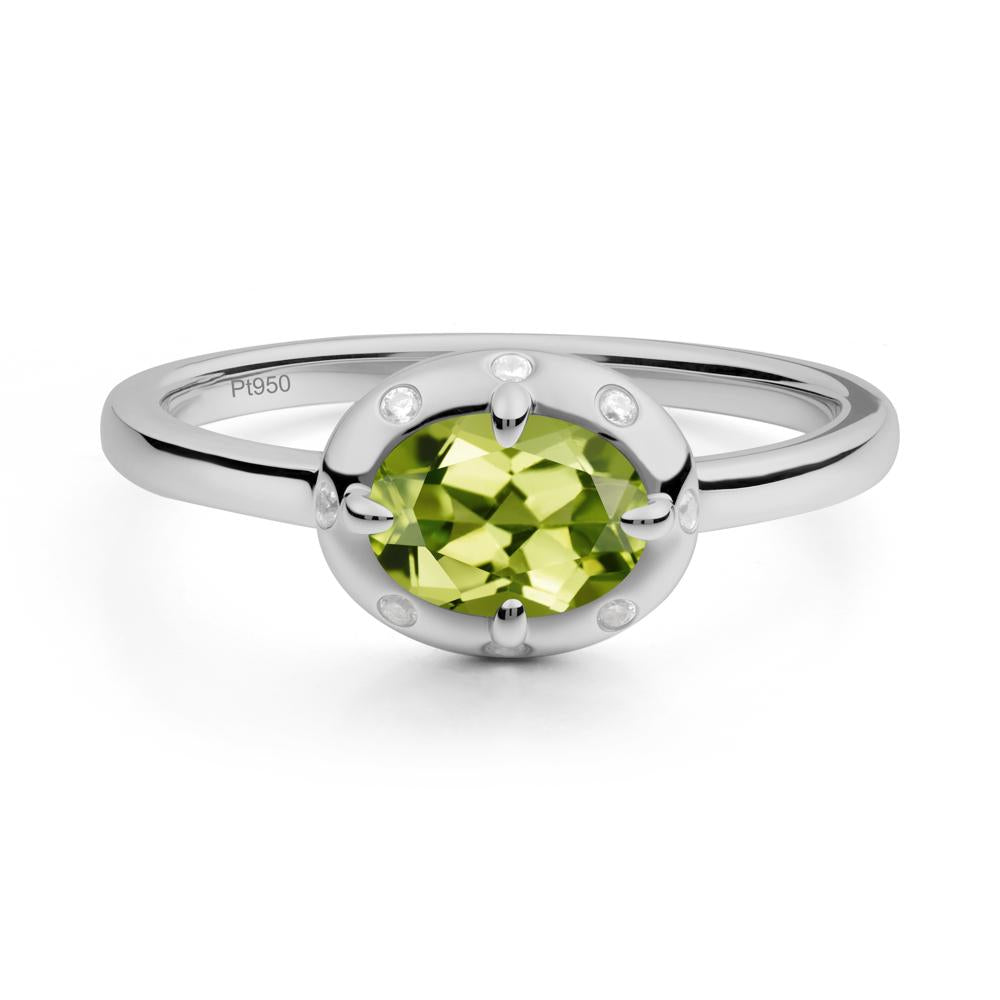 East-West Oval Peridot Ring - LUO Jewelry #metal_platinum