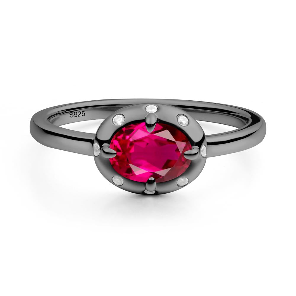 East-West Oval Ruby Ring - LUO Jewelry #metal_black finish sterling silver
