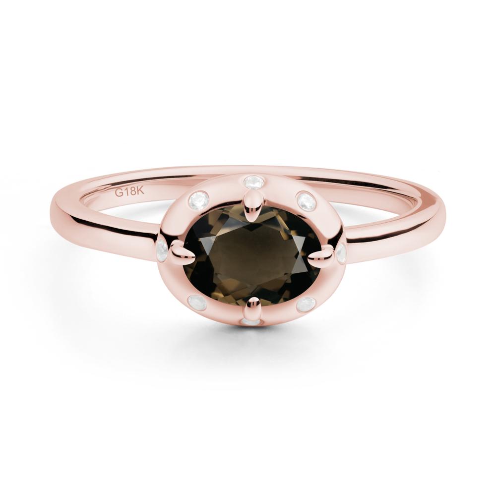 Oval Smoky Quartz Ring with Faux-Bezel Setting - LUO Jewelry #metal_18k rose gold