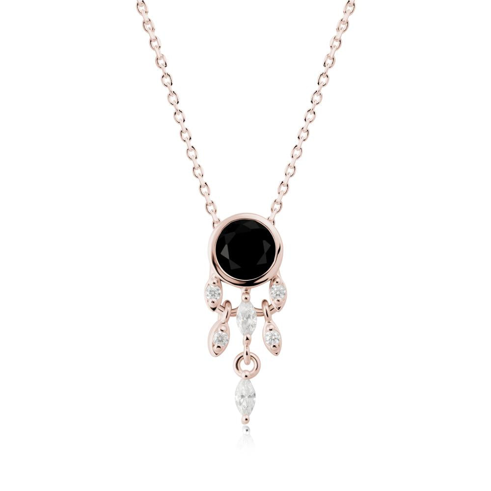 Dreamcatcher Inspired Black Spinel Necklace - LUO Jewelry #metal_14k rose gold