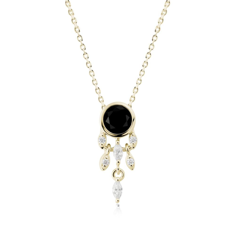 Dreamcatcher Inspired Black Spinel Necklace - LUO Jewelry #metal_14k yellow gold