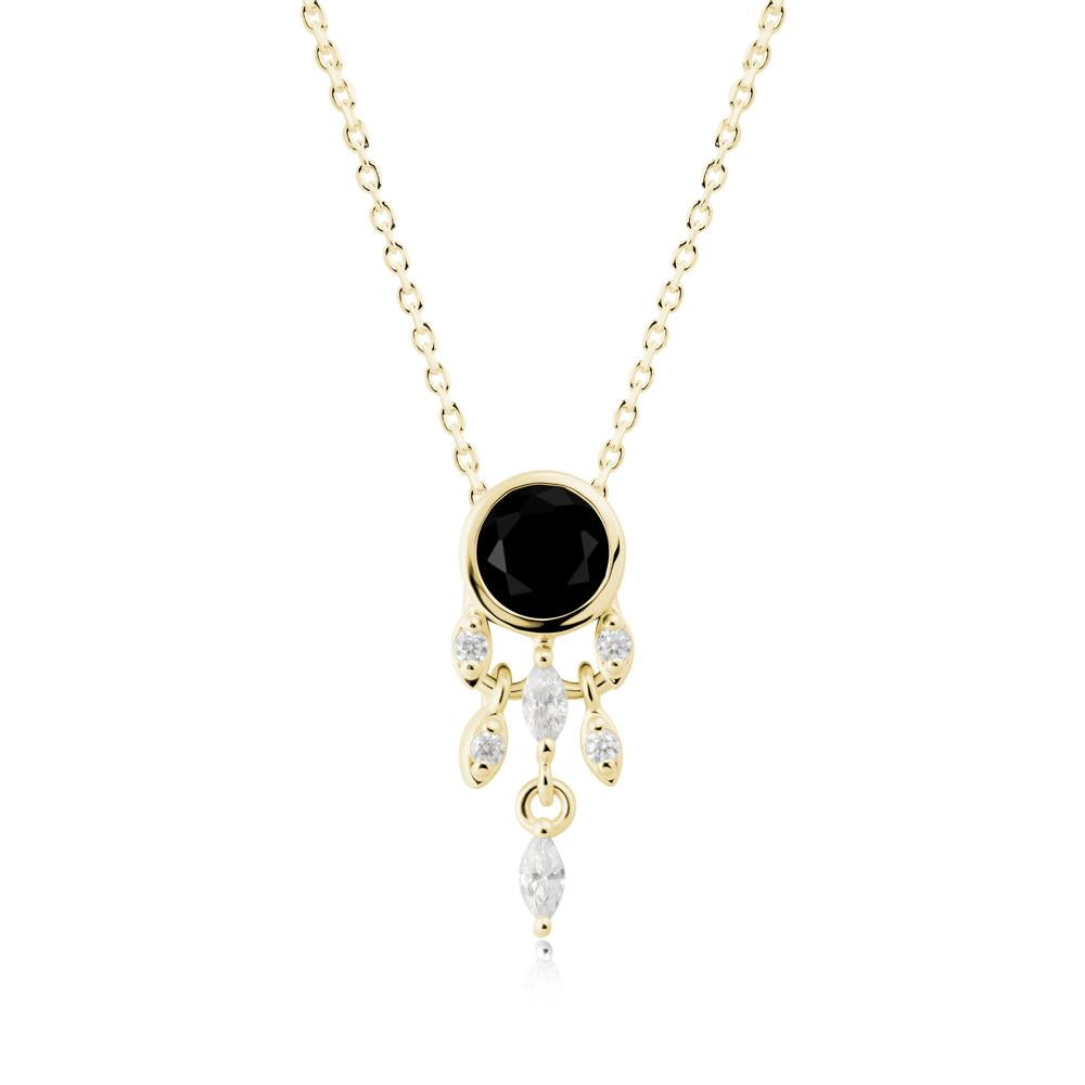 Dreamcatcher Inspired Black Spinel Necklace - LUO Jewelry #metal_18k yellow gold