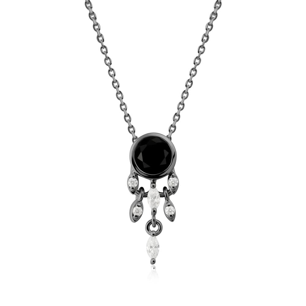 Dreamcatcher Inspired Black Spinel Necklace - LUO Jewelry #metal_black finish sterling silver