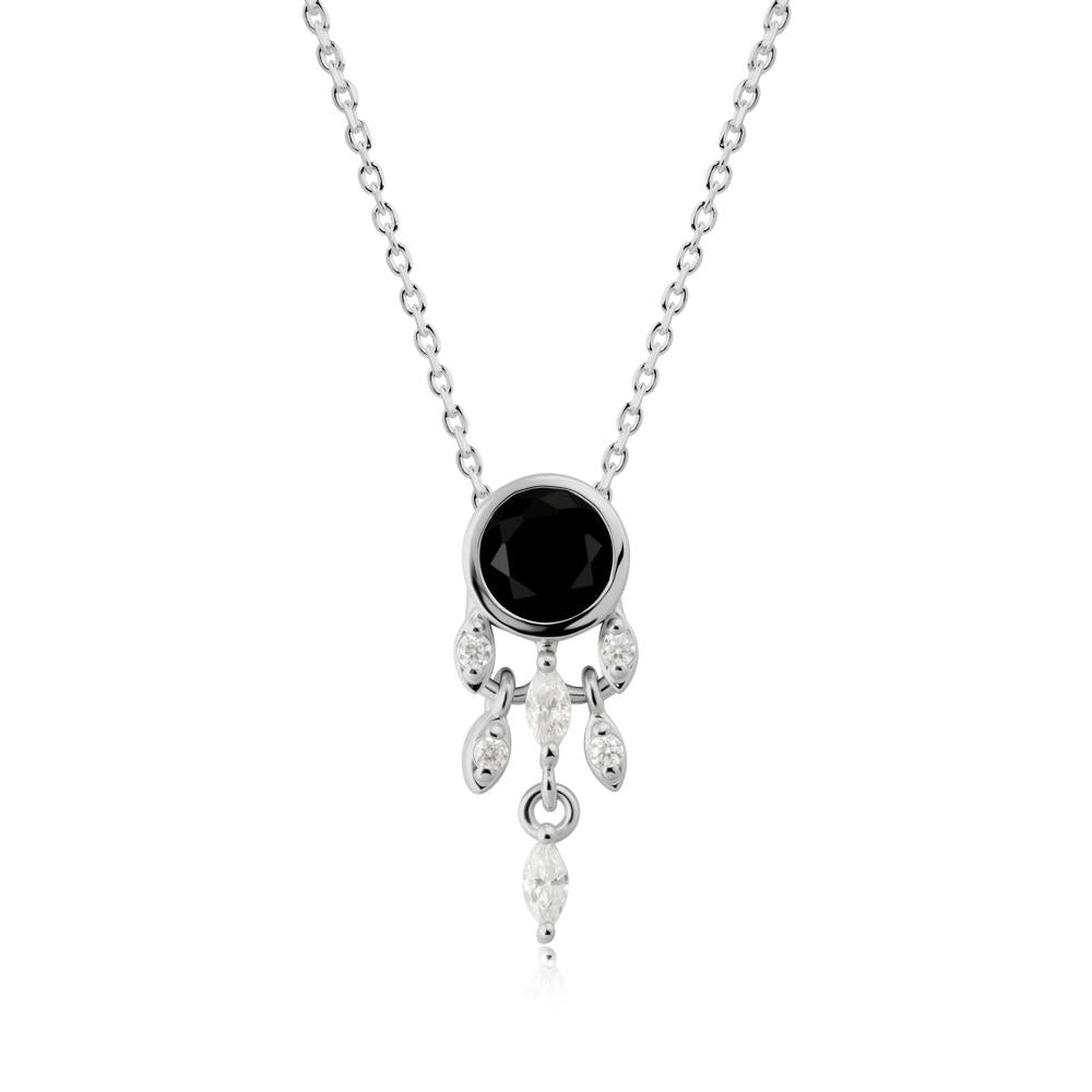 Dreamcatcher Inspired Black Spinel Necklace - LUO Jewelry #metal_platinum