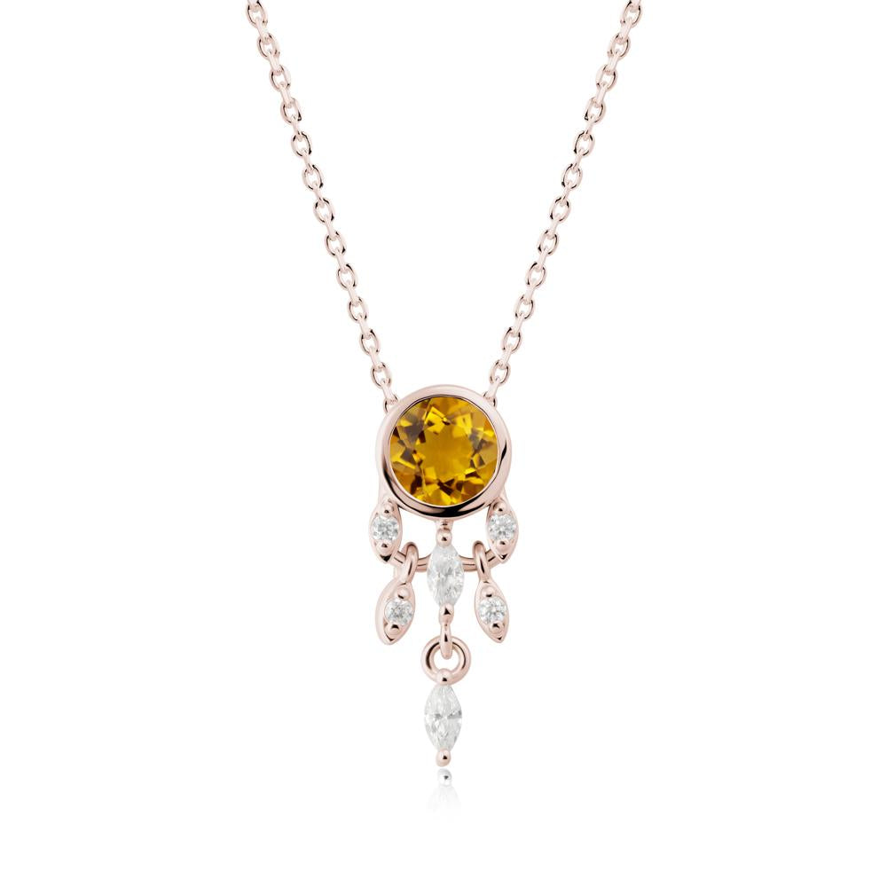 Dreamcatcher Inspired Citrine Necklace - LUO Jewelry #metal_14k rose gold