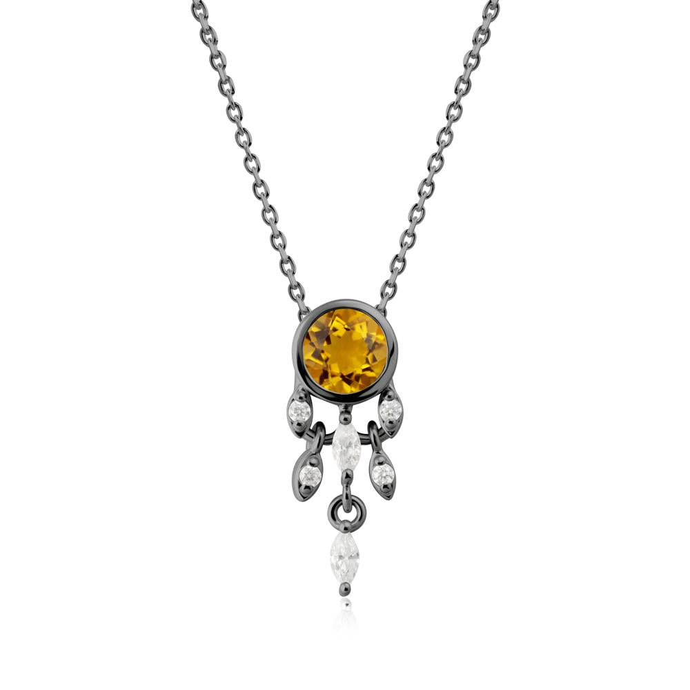 Dreamcatcher Inspired Citrine Necklace - LUO Jewelry #metal_black finish sterling silver