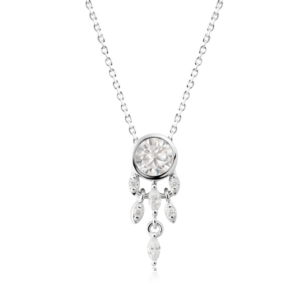 Bezel Set Round Cubic Zirconia Pendant - LUO Jewelry #metal_14k white gold