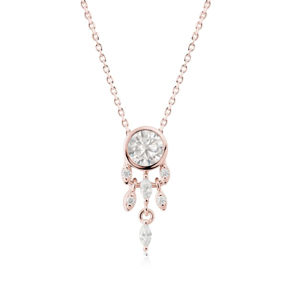 Bezel Set Round Cubic Zirconia Pendant - LUO Jewelry #metal_18k rose gold