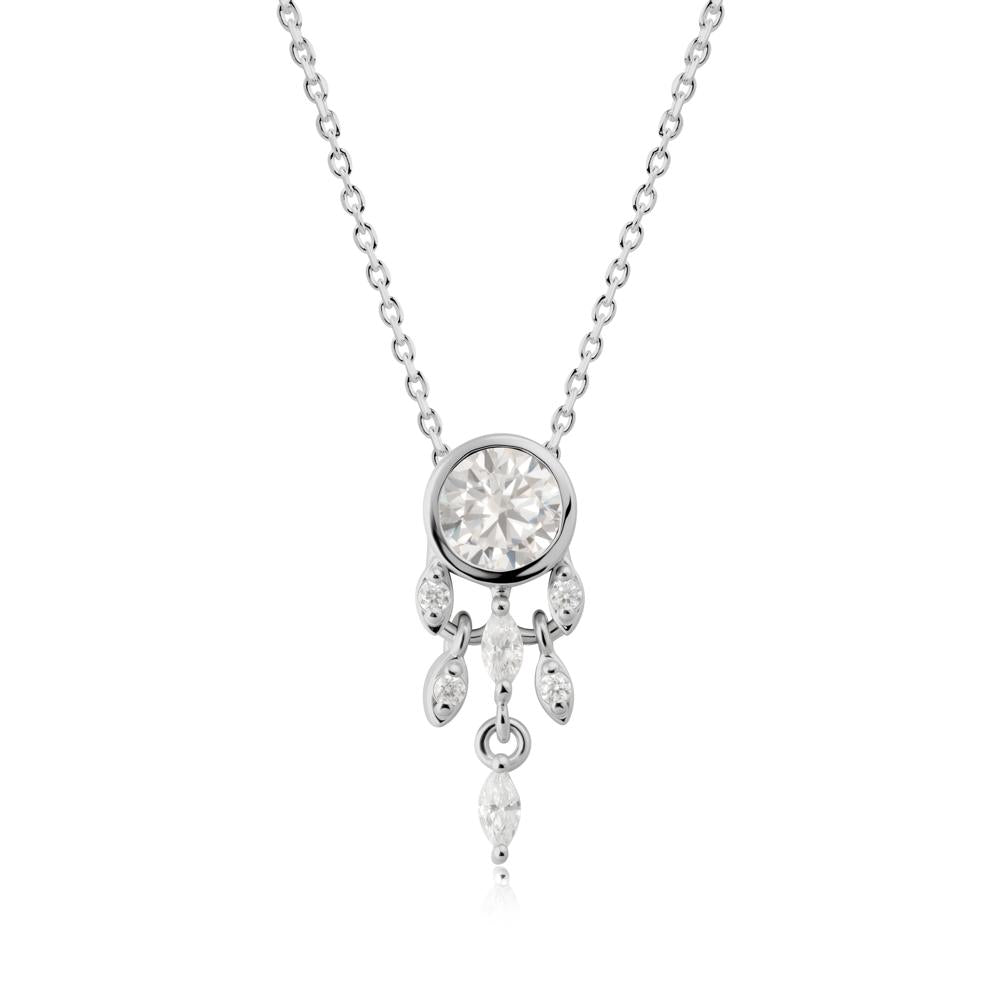 Bezel Set Round Cubic Zirconia Pendant - LUO Jewelry #metal_platinum