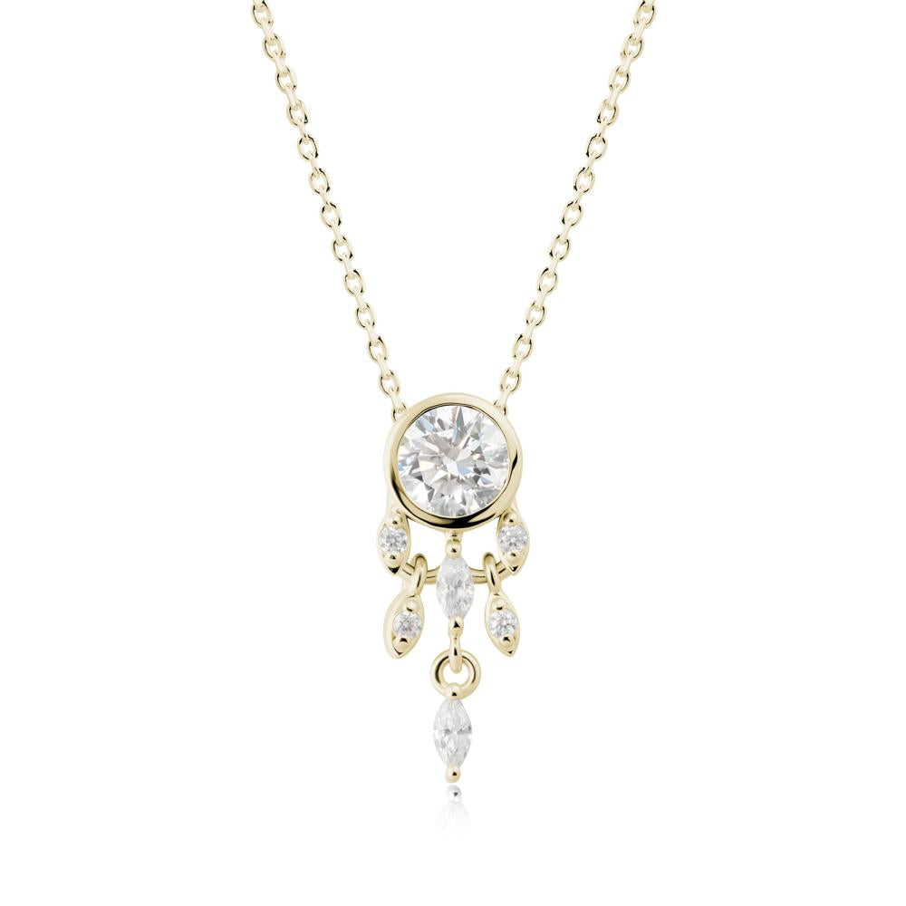 Bezel Set Round Diamond Pendant - LUO Jewelry #metal_14k yellow gold