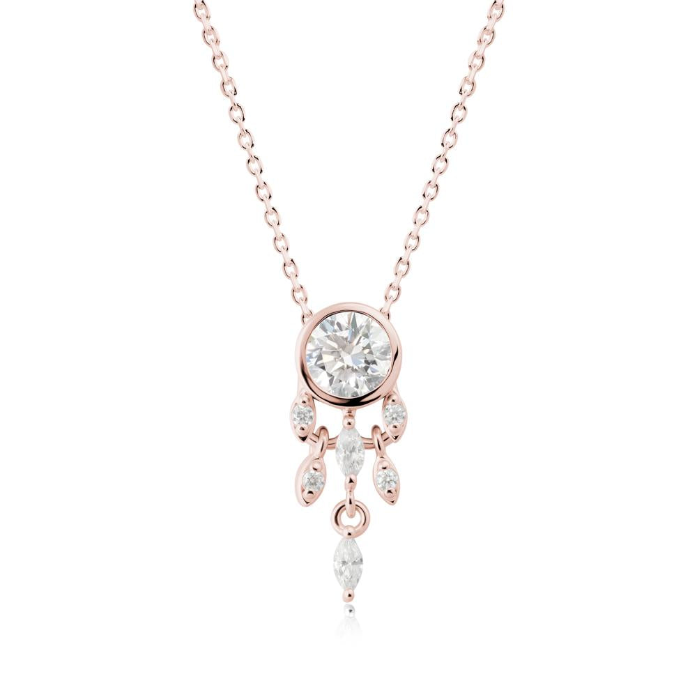 Bezel Set Round Diamond Pendant - LUO Jewelry #metal_18k rose gold