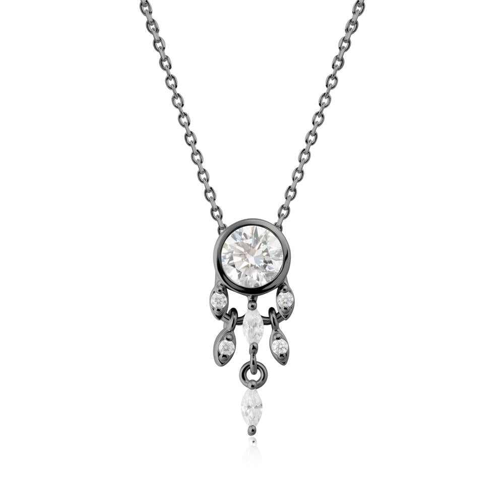 Bezel Set Round Diamond Pendant - LUO Jewelry #metal_black finish sterling silver
