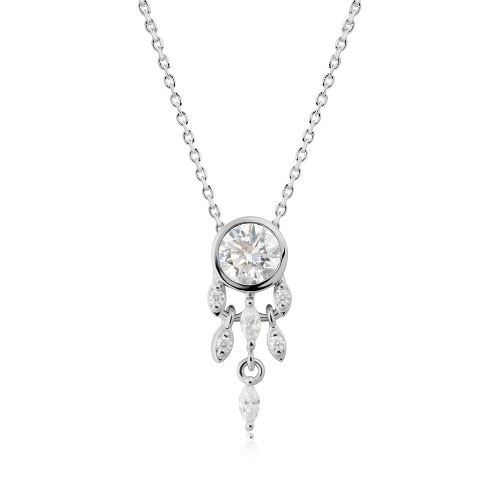 Bezel Set Round Diamond Pendant - LUO Jewelry #metal_platinum