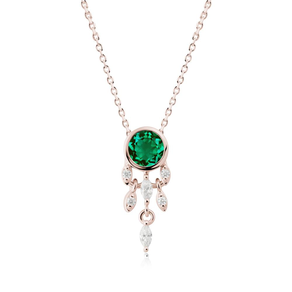 Dreamcatcher Inspired Emerald Necklace - LUO Jewelry #metal_14k rose gold