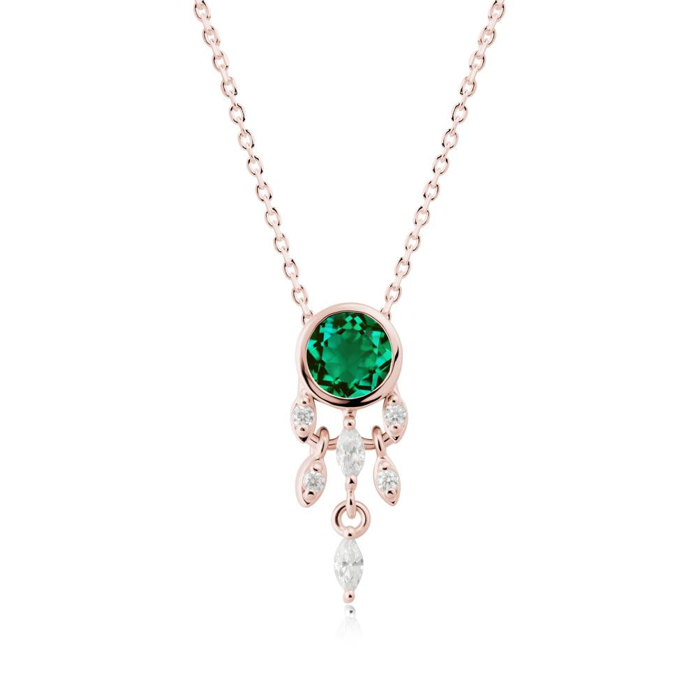 Dreamcatcher Inspired Emerald Necklace - LUO Jewelry #metal_18k rose gold