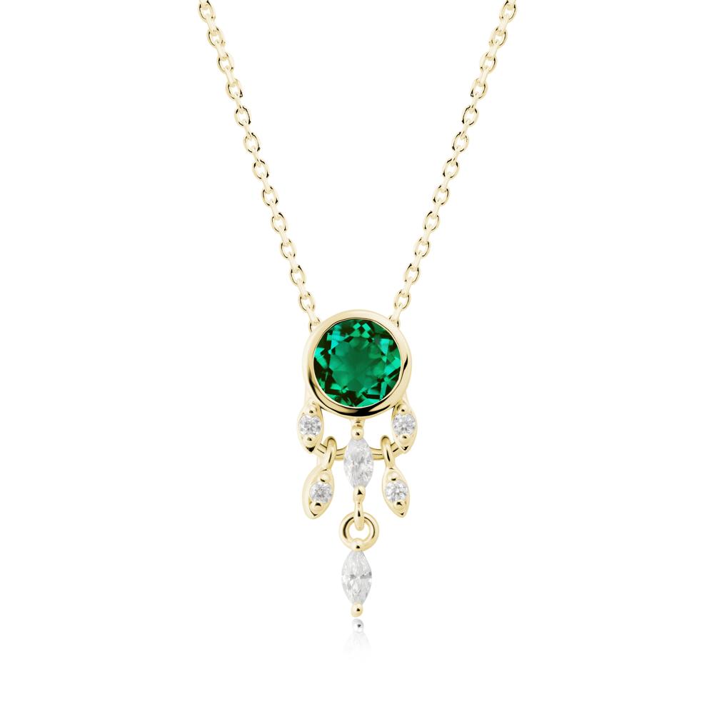 Dreamcatcher Inspired Emerald Necklace - LUO Jewelry #metal_18k yellow gold